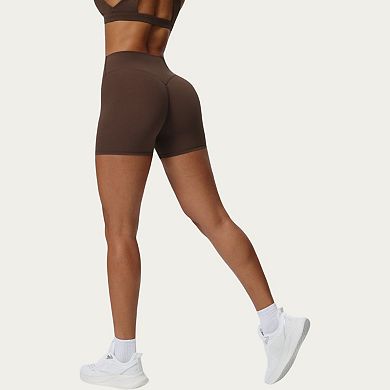 Women's High Waist Biker Shorts with Smooth Stretch Knit Fabric