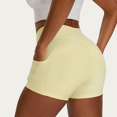 Women's High Waist Biker Shorts with Side Pockets and Smooth Stretch Fit
