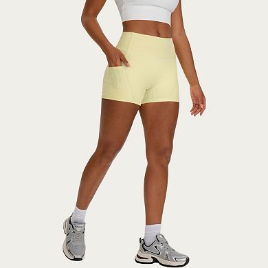 Women's High Waist Biker Shorts with Side Pockets and Smooth Stretch Fit