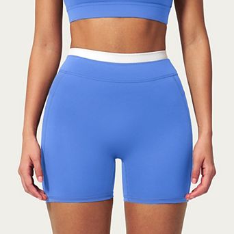 Women's High Waist Biker Shorts with Smooth Stretch Fabric and Contrast Waistband