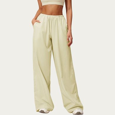 Women's Wide Leg Lounge Pants with Elastic Waistband and Relaxed Draped Fit