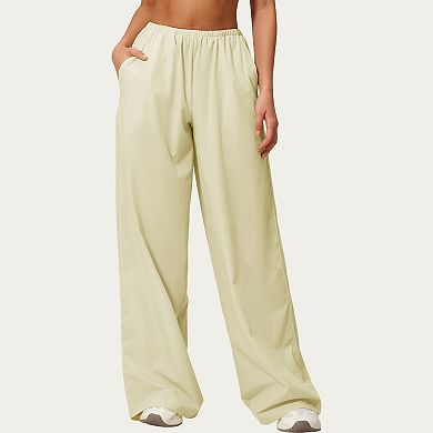 Women's Wide Leg Lounge Pants with Elastic Waistband and Relaxed Draped Fit