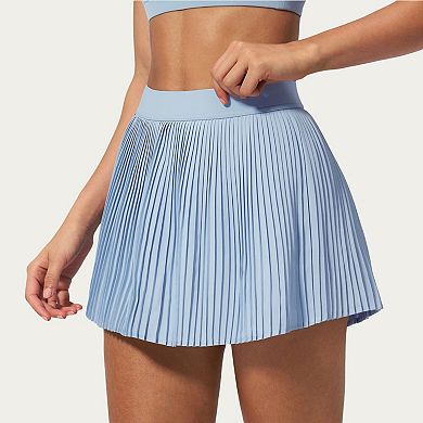Women's Pleated Athletic Skort with Built-In Shorts and Side Pocket