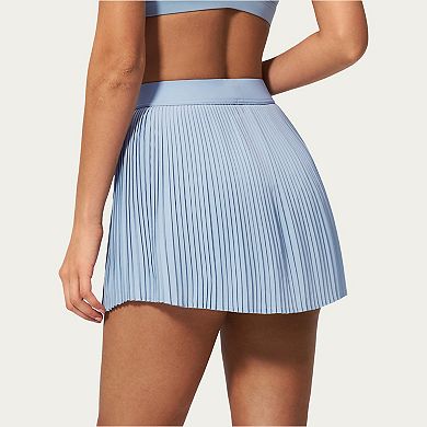 Women's Pleated Athletic Skort with Built-In Shorts and Side Pocket