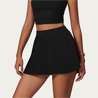 Women's Pleated Athletic Skort with Built-In Shorts and Side Pocket
