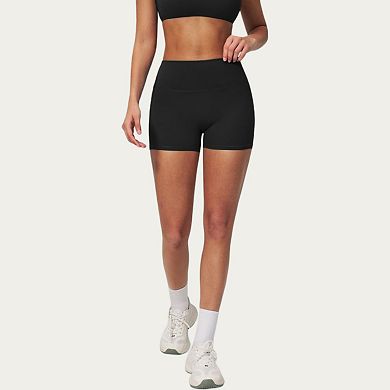 Women's High Waist Mini Biker Shorts with Smooth Stretch Fabric and Seam Detail
