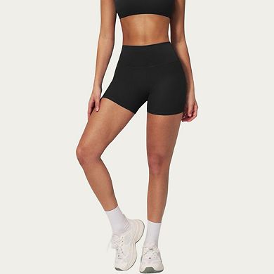 Women's High Waist Mini Biker Shorts with Smooth Stretch Fabric and Seam Detail