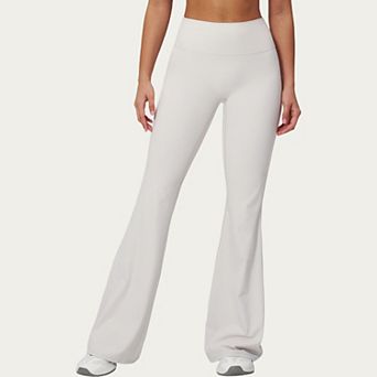 Women's High Waist Flare Yoga Pants with Wide Leg Stretch Fit and Seam Detail