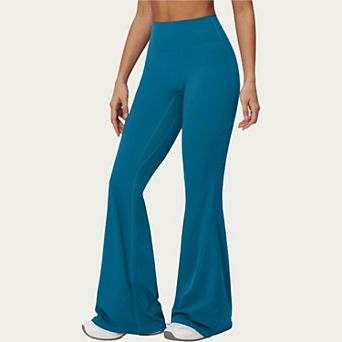 Women's High Waist Flare Yoga Pants with Wide Leg Stretch Fit and Seam Detail