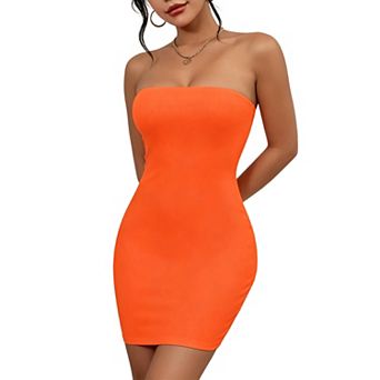 Women's Ribbed Strapless Bodycon Mini Dress, Form-Fitting Tube Top Dress