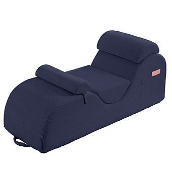 Mjkone Corduroy Yoga Chaise Lounge Curved with Headrest & Waist Cushion