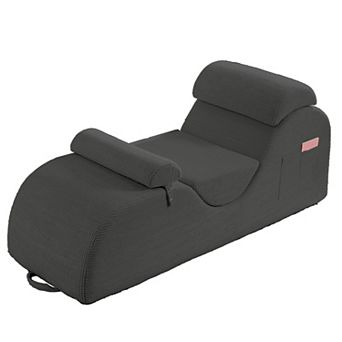 Mjkone Corduroy Yoga Chaise Lounge Curved with Headrest & Waist Cushion