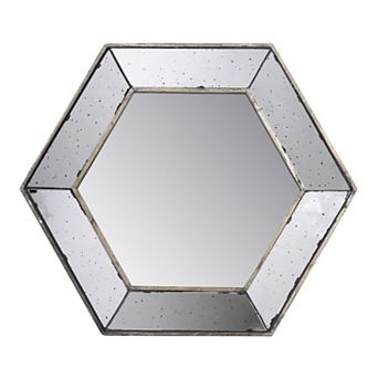 21" x 18" Hexagon Wall Mirror with Silver Finish, Home Decor Accent Mirror for Living Room Bedroom