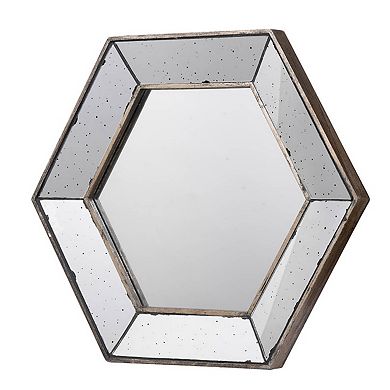 21" x 18" Hexagon Wall Mirror with Silver Finish, Home Decor Accent Mirror for Living Room Bedroom