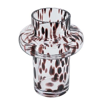 6x8" Clear Glass Accent Vase with Artistic Amber Spots