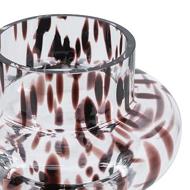 6x8" Clear Glass Accent Vase with Artistic Amber Spots