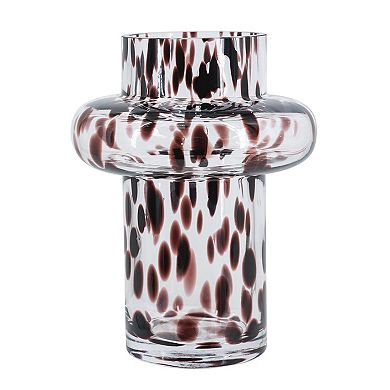 6x8" Clear Glass Accent Vase with Artistic Amber Spots