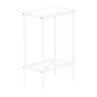 2 tier White Laminate, White Metal, Contemporary, Modern Accent Table