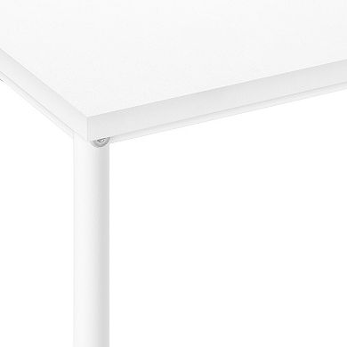 2 Tier,White Laminate, White Metal, Contemporary, Modern Accent Table