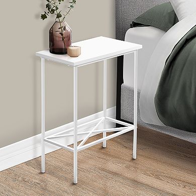 2 Tier,White Laminate, White Metal, Contemporary, Modern Accent Table