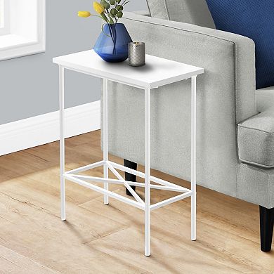 2 Tier,White Laminate, White Metal, Contemporary, Modern Accent Table