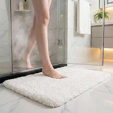 Plush Shag Bath Mat with Soft Pile Texture and Non Slip Backing