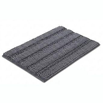 Chenille Bath Mat with Plush Noodle Texture and Non Slip Backing