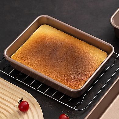 Nonstick Square Cake Pan Deep Baking Pan with Rounded Corners for Brownies and Cakes