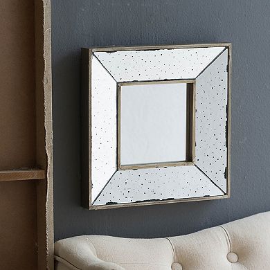 12" x 12" Distressed Silver Square Accent Mirror, Wall Mirror for Living Room, Office, Bedroom