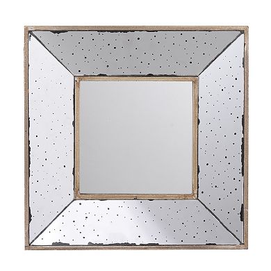 12" x 12" Distressed Silver Square Accent Mirror, Wall Mirror for Living Room, Office, Bedroom