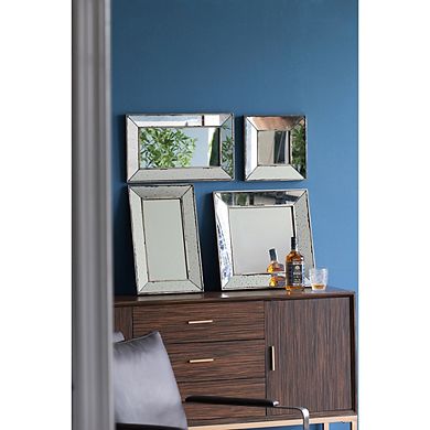 12" x 12" Distressed Silver Square Accent Mirror, Wall Mirror for Living Room, Office, Bedroom