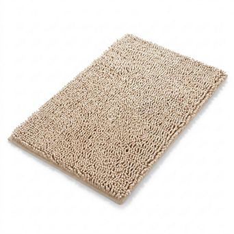 Chenille Bath Mat with Plush Noodle Texture and Non Slip Backing