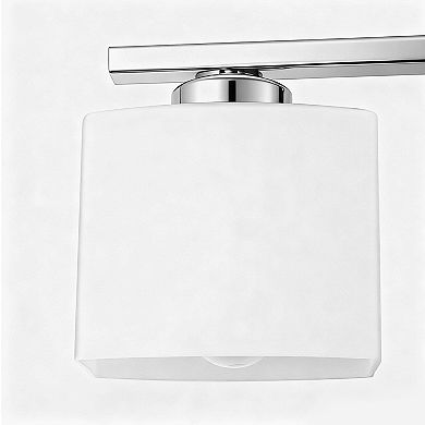 39.8 in 5-Light Chrome Transitional Vanity Light with White Glass Shade for Multi-Rooms