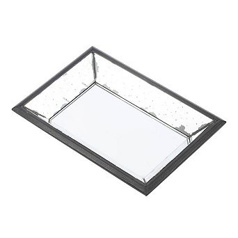 13" x 9" x2" Waverly Mirrored Rectangle Tray, Medium, Antique Silver Rectangle Hanging Wall Mirror