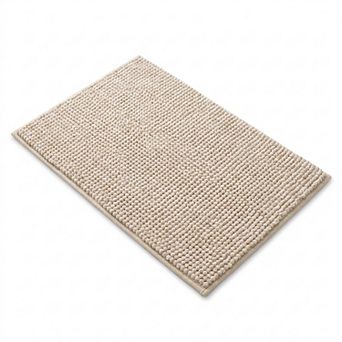 Chenille Bath Mat with Plush Pebble Texture and Non Slip Backing