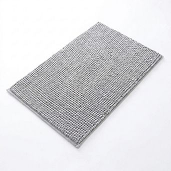 Chenille Bath Mat with Plush Pebble Texture and Non Slip Backing