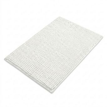 Chenille Bath Mat with Plush Pebble Texture and Non Slip Backing