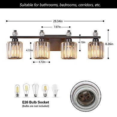 ZLAIQB 4-Light Modern Crystal Bathroom Wall Sconce