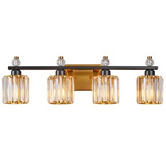 ZLAIQB 4-Light Sand Black Modern Crystal Bathroom Wall Sconce