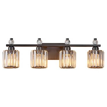 ZLAIQB 28.34" 4-Light Modern Crystal Bathroom Wall Sconce