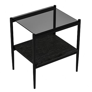 KWPZQEB Set of 2 Modern Tempered Glass Rectangle End Table for Living Room, 2 Tie