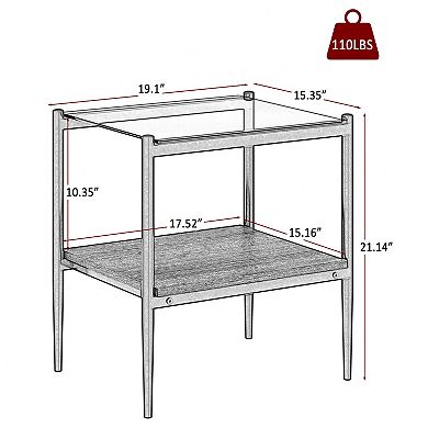 KWPZQEB Set of 2 Modern Tempered Glass Rectangle End Table for Living Room, 2 Tie
