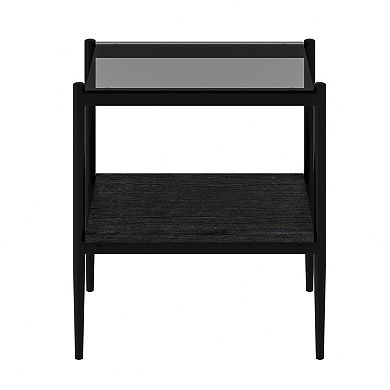 KWPZQEB Set of 2 Modern Tempered Glass Rectangle End Table for Living Room, 2 Tie