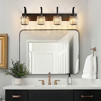 ZLAIQB 4-Light Modern Crystal Bathroom Wall Lamp
