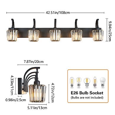 ZLAIQB 5-Light Modern Crystal Bathroom Wall Lamp
