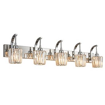 ZLAIQB 42.52" 5-Light Modern Crystal Bathroom Wall Lamp
