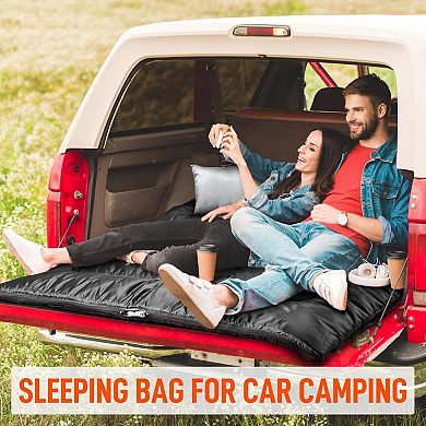 YIORTWO 2-in-1 Double Sleeping Bag Converts to 2 Singles with Pillows Portable