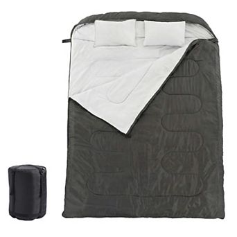 YIORTWO 2-in-1 Double Sleeping Bag Converts to 2 Singles with Pillows Portable