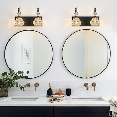 ZLAIQB 2-Light Vintage Glass Crystal Bathroom Vanity Light
