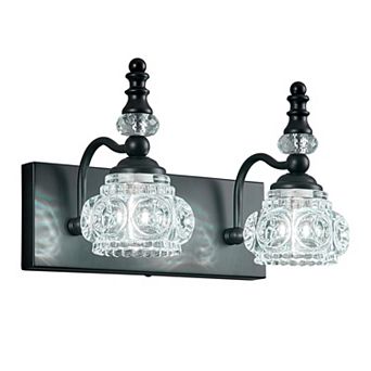 ZLAIQB 11.81" 2-Light Vintage Glass Crystal Bathroom Vanity Light